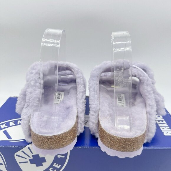 Birkenstock Arizona Big Buckle Shearling Teddy Sandals Fog Purple Womens EU 37 - Picture 8 of 13